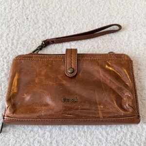 The Sak Tan Leather Wristlet